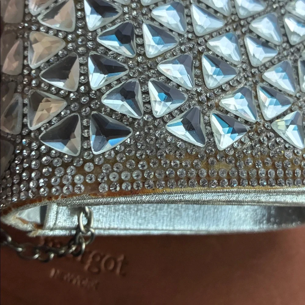 Gunne Sax Silver Crystal Embellished Clutch